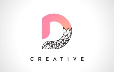 D harfi güzellik logosu. Origami Görünüm Vektörü İllüstrasyonlu D Harfi Tasarım Vektörü.