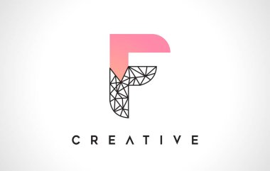 F harfi güzellik logosu. Origami Görünüm Vektörü İllüstrasyonlu F Harfi Tasarım Vektörü.