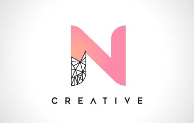 Harf N Güzellik Logosu. Origami Görünüm Vektörü İllüstrasyonlu N Harfi Tasarım Vektörü.