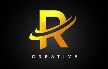 Altın Harf R Logosu. R Harfi Tasarım Vektörü Altın Gri Çizim Vektörü.