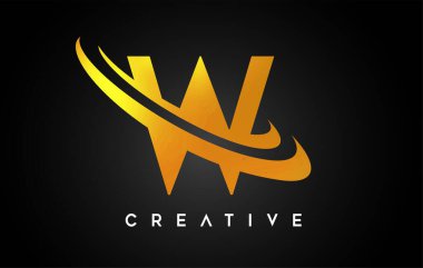 Altın Harf W logosu. W Harfi Tasarım Vektörü Altın Gri Çizim Vektörü.