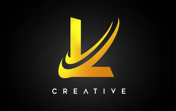 Golden Letter Logo Letter Design Vector Met Golden Gray Swash — Stockvector