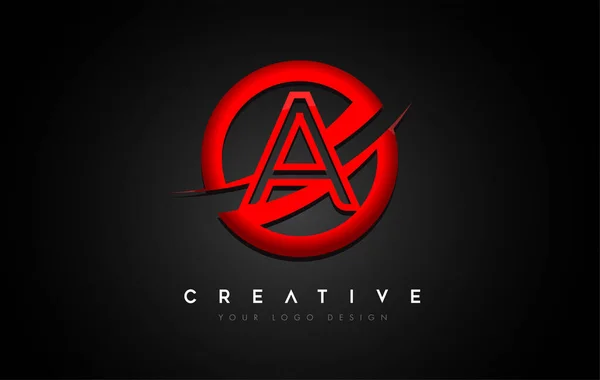 Letra Logotipo Con Diseño Swoosh Círculo Rojo Ilustración Creativa Vectores — Vector de stock