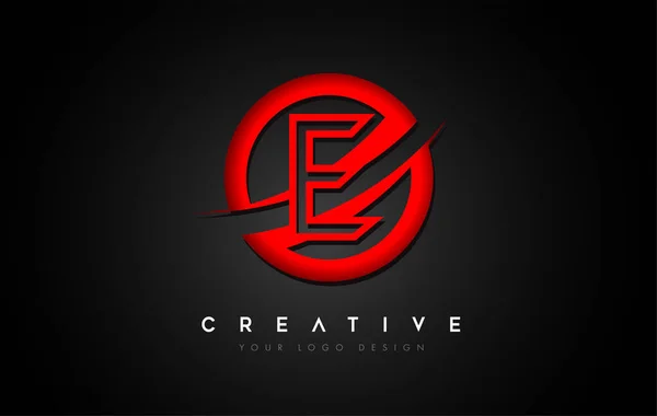 Lettera Logo Con Design Swoosh Red Circle Illustrazione Creativa Del — Vettoriale Stock