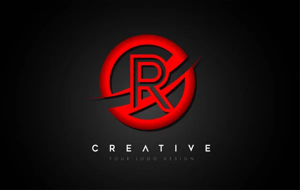 Letter Logo Met Een Red Circle Swoosh Design Creatief Hoofdletters — Stockvector