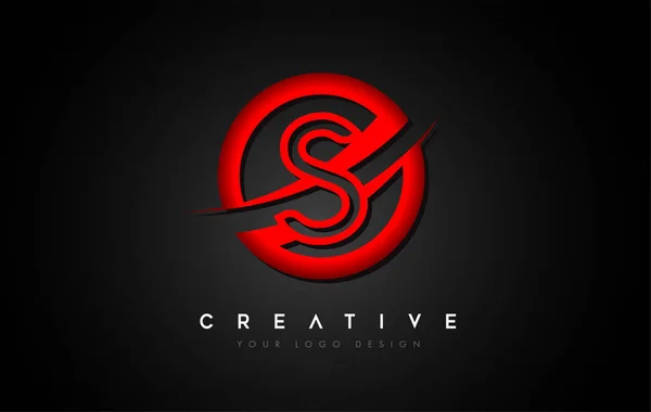 Logotipo Letra Con Diseño Swoosh Círculo Rojo Ilustración Creativa Vectores — Vector de stock