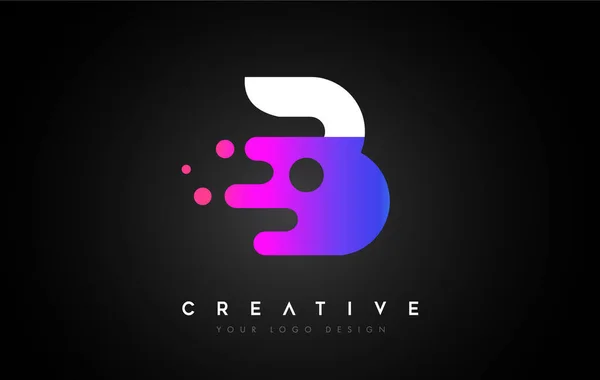 ドット文字Bのロゴデザイン 液体アイデアと紫の色の文字Bアイコンベクトルイラスト — ストックベクタ