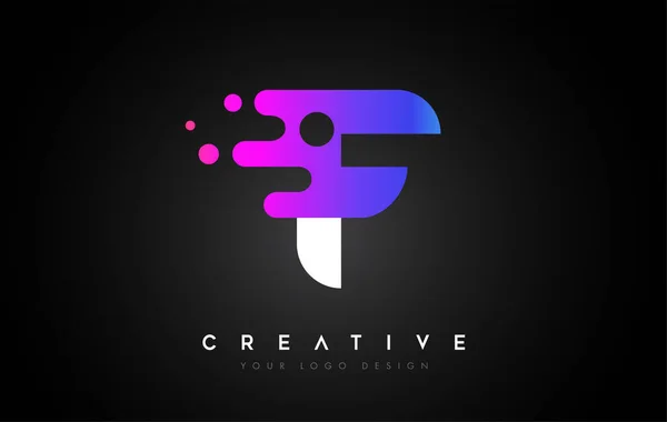 Tečkové Písmeno Logo Design Písmeno Ikona Tekutým Nápadem Fialovými Barvami — Stockový vektor
