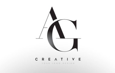 AG GA letter design logo logotype icon concept with serif font and classic elegant style look vector illustration. clipart