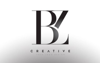Serif yazı tipi ve klasik şık stil çizimi olan BZ ZB harfli logo logosu simgesi konsepti.