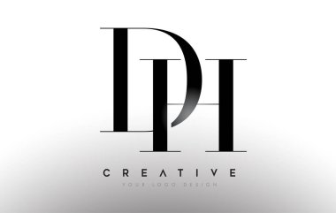 DH Hd harf tasarımı logo logotip simgesi konsepti serif yazı tipi ve klasik şık stil çizimi.