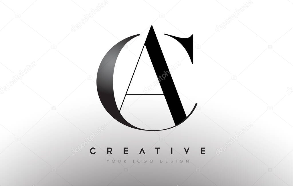 AC CA letter design logo logotype icon concept with serif font and classic elegant style look vector illustration.