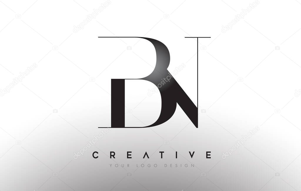 BN letter design logo logotype icon concept with serif font and classic elegant style look vector illustration.