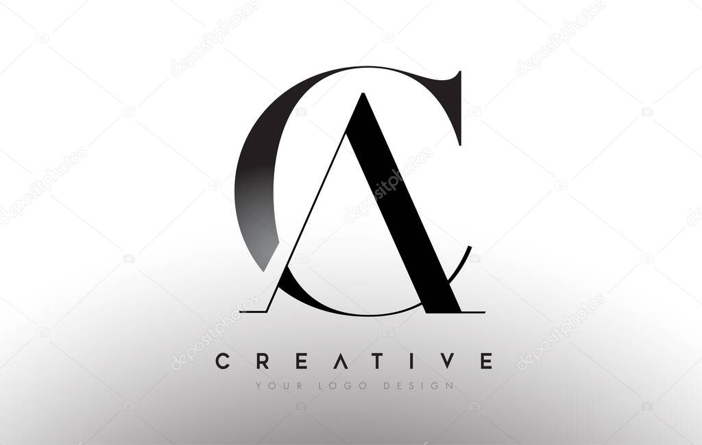 CA AC letter design logo logotype icon concept with serif font and classic elegant style look vector illustration.