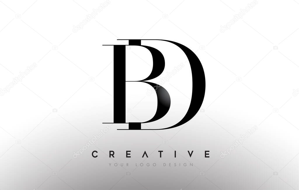 BD db letter design logo logotype icon concept with serif font and classic elegant style look vector illustration.