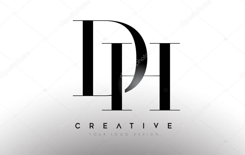 DH hd letter design logo logotype icon concept with serif font and classic elegant style look vector illustration.
