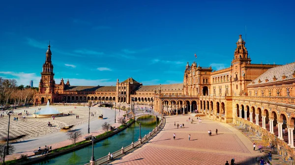 Sevilla Spanien Februar 2020 Plaza Espana Spanien Platz Architektur Top — Stockfoto