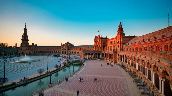 Sevilla Spanien Februari 2020 Plaza Espana Spanien Square Arkitektur Vidvinkel — Stockfoto