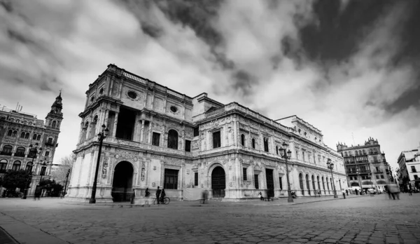 Sevilla Spanien Februar 2020 Schwarz Weiß Fotografie Des Rathauses Schönen — Stockfoto