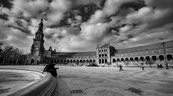 Sevilla Spanien Februar 2020 Plaza Espana Automatische Übersetzung — Stockfoto