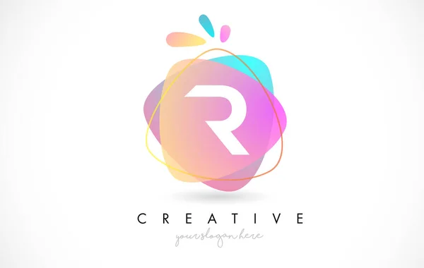 Letter Logo Design Vibrant Colorful Splash Rounded Shapes Pink Blue — Stock Vector