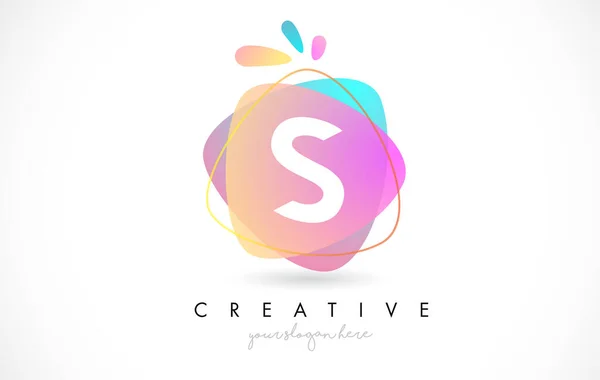 Letter Logo Design Vibrant Colorful Splash Forms Pink Blue Orange — стоковий вектор