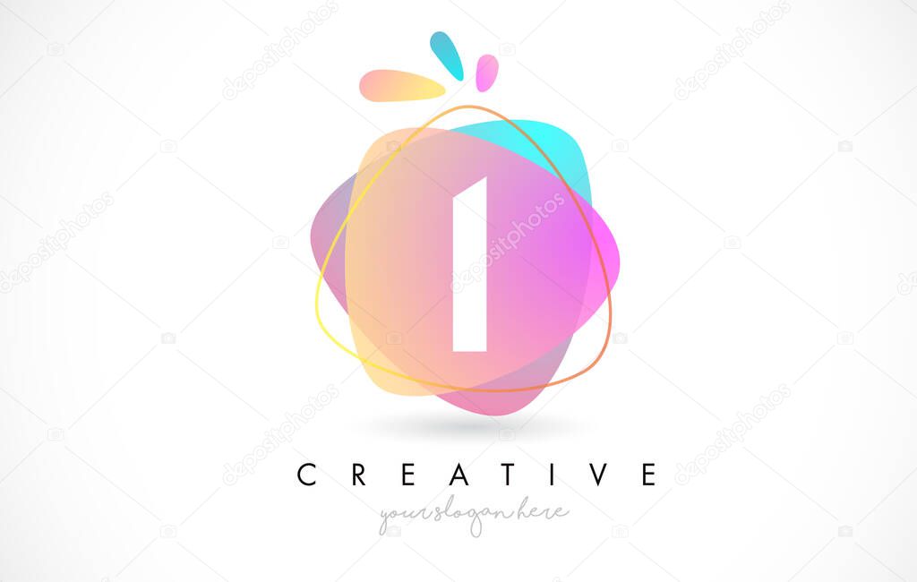I Letter Logo Design with Vibrant Colorful Splash rounded shapes. Pink and Blue Orange abstract Design Letter Icon Vector Illustration.