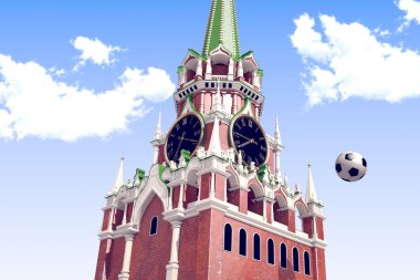 3D render futbol topu Moskova Kremlin.