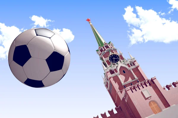 3D render futbol topu Moskova Kremlin. — Stok fotoğraf