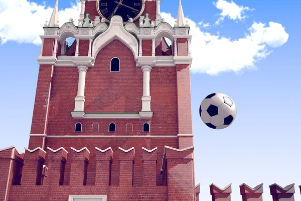 Renderowania 3D piłka nożna Piłka w pobliżu Kremla. — Zdjęcie stockowe