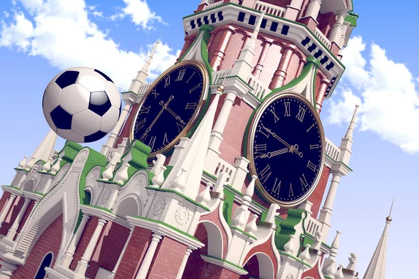 3D render futbol topu Moskova Kremlin. — Stok fotoğraf