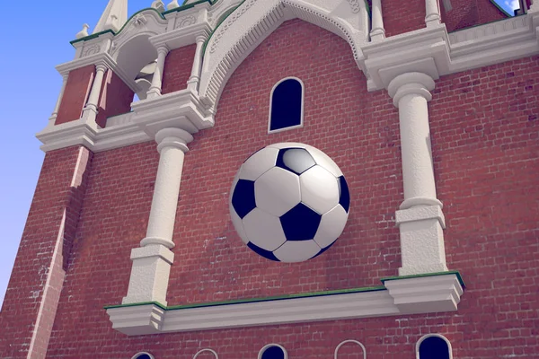 3D render futbol topu Moskova Kremlin. — Stok fotoğraf