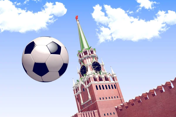 3D render futbol topu Moskova Kremlin. — Stok fotoğraf