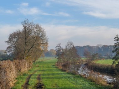 Alman muensterland 'inde bir nehirde sonbahar