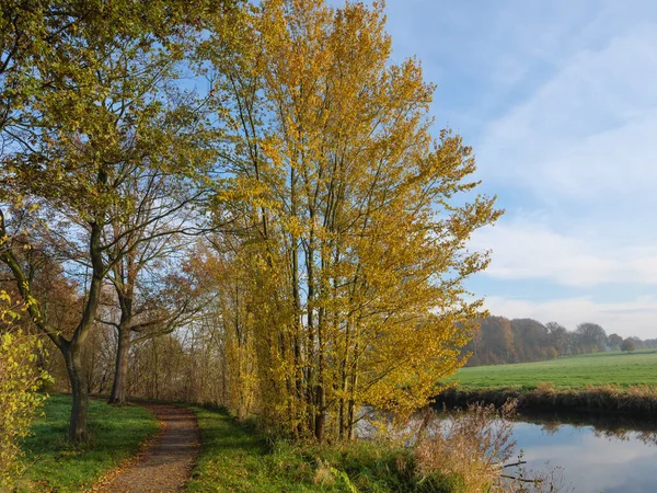 Herbst Einem Fluss Münsterland — Stockfoto
