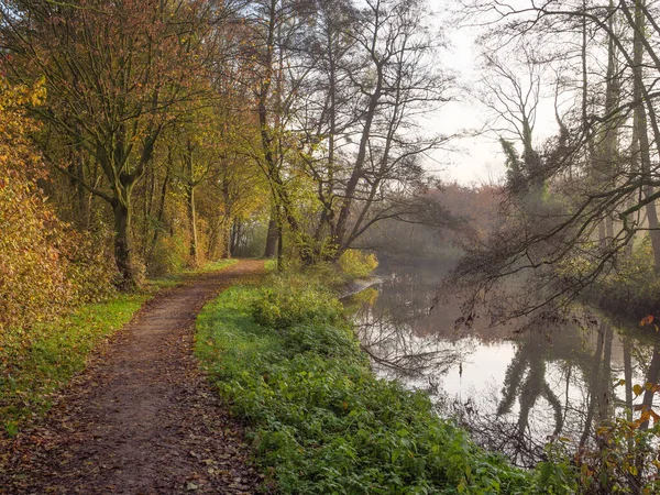 Automne Bord Une Rivière Dans Pays Des Muentins Allemand — Photo