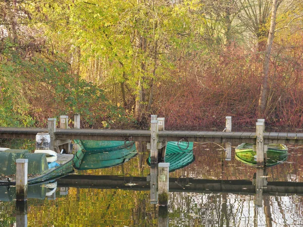 Podzim Řeky Německé Muensterland — Stock fotografie