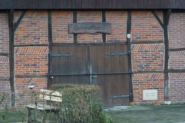 Får Och Gamla Hus Det Tyska Muensterland — Stockfoto