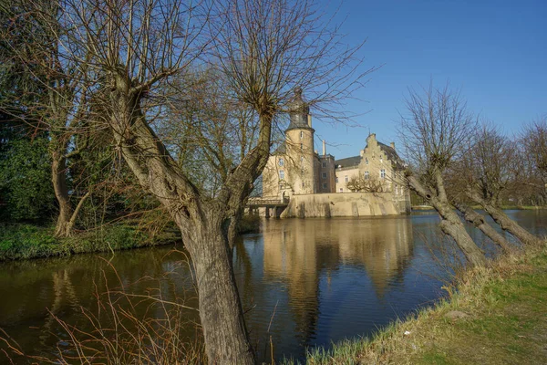 Châteaux Arbres Printemps Dans Muensterland Allemand — Photo