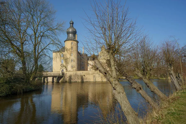 Zamki Drzewa Wiosną Niemieckiej Ziemi Muensterland — Zdjęcie stockowe