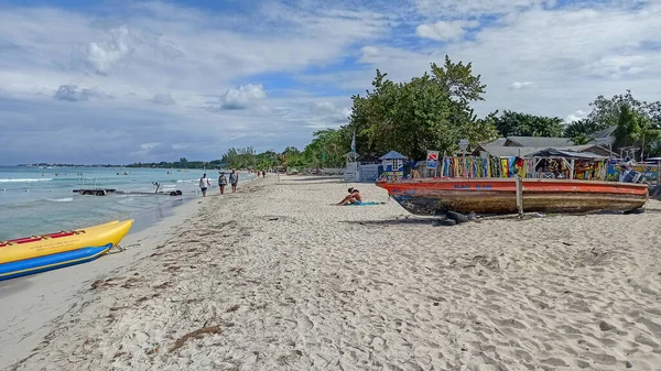 Jamaika Tatil Köyü Negril Karayipler Git Millik Kumsal — Stok fotoğraf