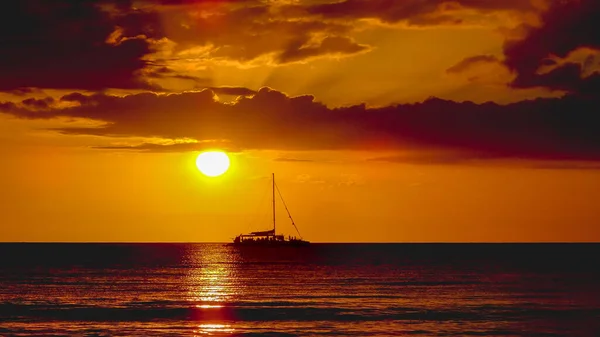 Colori Giamaicani Incredibili Tramonto Nel Negro Viaggio Nel Mar Dei — Foto Stock