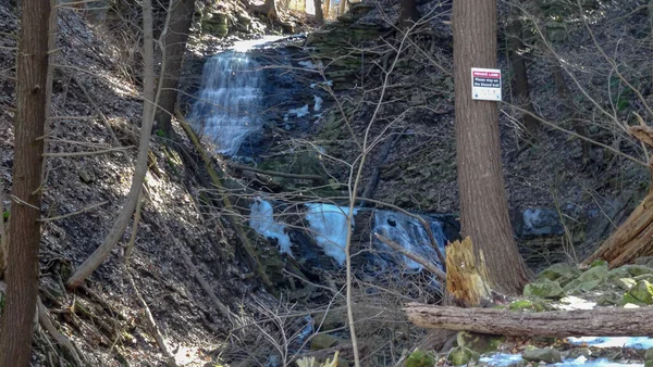 Waterfalls in the Canadian city of Hamilton, Ontario. Incredible forest, winter and spring weather, wonderful places to relax