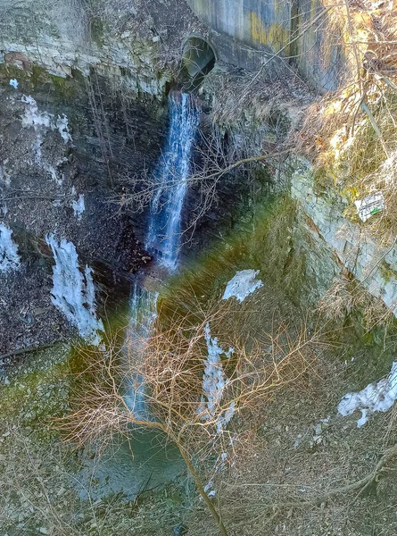 Водоспади Канадському Місті Гамільтон Онтаріо Неймовірні Ліси Зима Весна Прекрасні — стокове фото