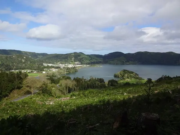 Atemberaubende Seen Auf Den Azoren Blaue Und Grüne Seen Erstaunliche — Stockfoto