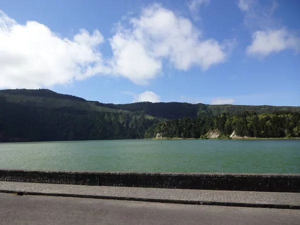 Lagos Deslumbrantes Nos Açores Blue Green Lakes Incrível Atmosfera Beleza — Fotografia de Stock