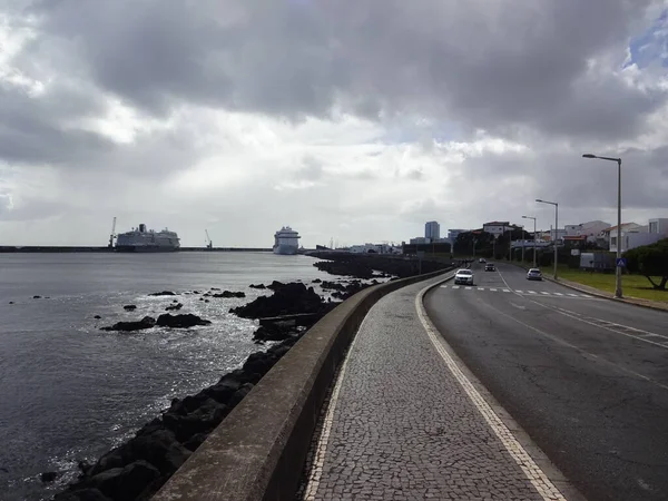 Azorerna Ett Fantastiskt Ställe Att Huvudstaden San Miguel Staden Ponta — Stockfoto