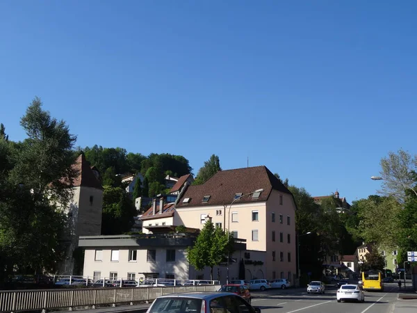 美丽的奥地利自然和建筑 Feldkirch和Bregenz是个很棒的地方山区和城市 没有飞碟 — 图库照片