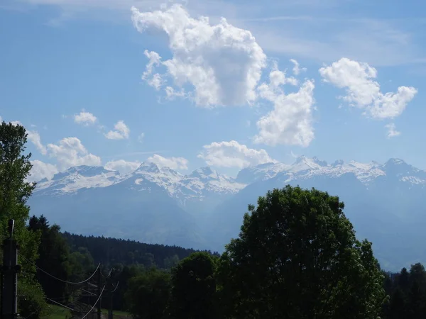 Schaanwald Uma Cidade Liechtenstein Bela Natureza Alpes Montanhas Deslumbrantes Com — Fotografia de Stock