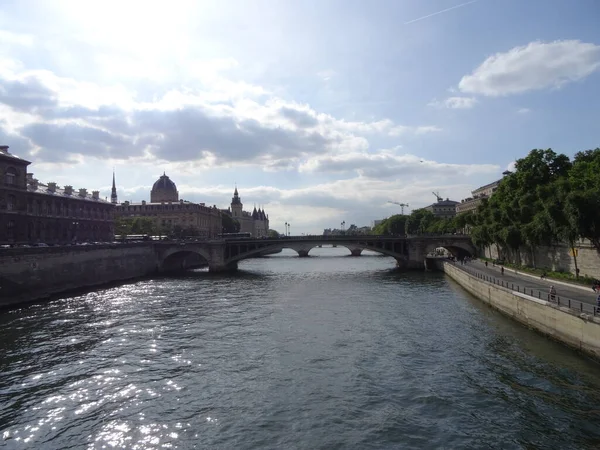 Párizs Belvárosa Híres Nevezetességek Eiffel Torony Ízléses Kilátás — Stock Fotó